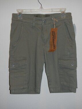 Paperbacks Original Bermuda Cargo Shorts Men's Soft Army Green Khaki Fabric 29